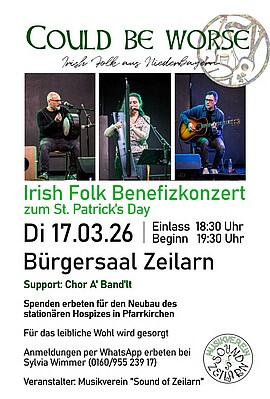 Banner Benefizkonzert - „Could be worse - Irish Folk aus Niederbayern“