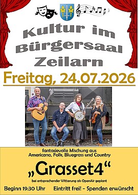 Banner Kultur im Bürgersaal mit Grasset4 bei schönem Wetter Open-Air-Konzert 