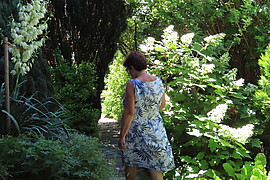 Banner „Ein Gartenspaziergang im Frühjahr, Sommer, Herbst und Winter“
