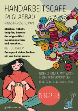 Banner HANDARBEITSCAFÉ im GLASBAU - heute letzter Termin
